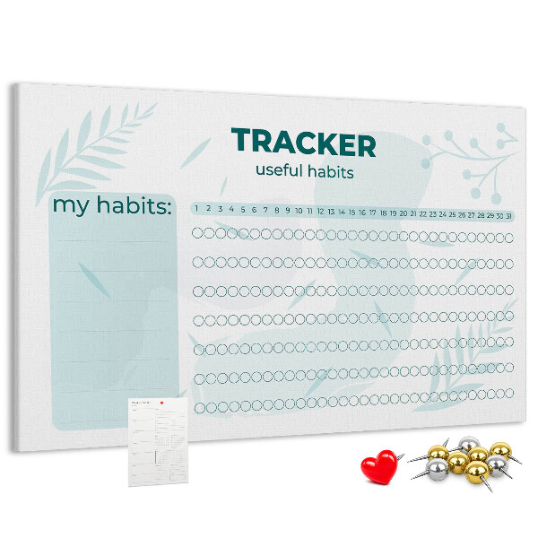 Tablero de anuncios seguimiento de hábitos con patrón sutil de plantas