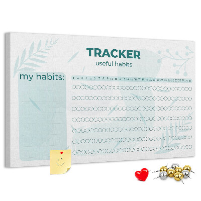 Tablero de anuncios seguimiento de hábitos con patrón sutil de plantas