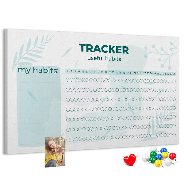 Tablero de anuncios seguimiento de hábitos con patrón sutil de plantas