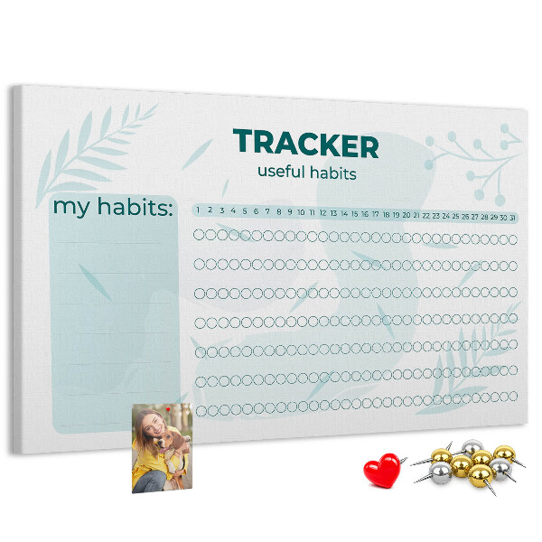 Tablero de anuncios seguimiento de hábitos con patrón sutil de plantas