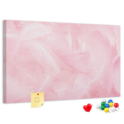 Tablero de anuncios Delicadas plumas rosas sobre el fondo.