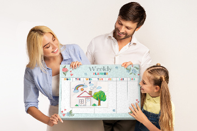 Pizarra de corcho planificador semanal floral con detalles coloridos