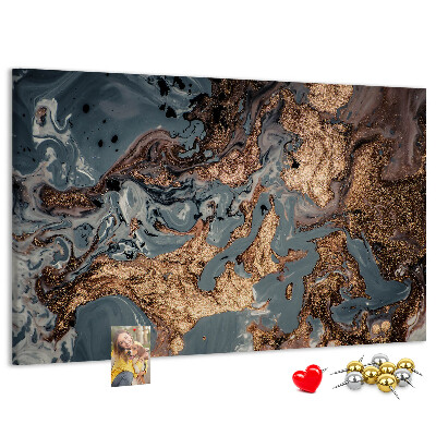 Tablero de corcho decorado con elegante estampado en tonos dorados y azules