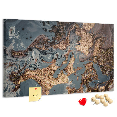 Tablero de corcho decorado con elegante estampado en tonos dorados y azules