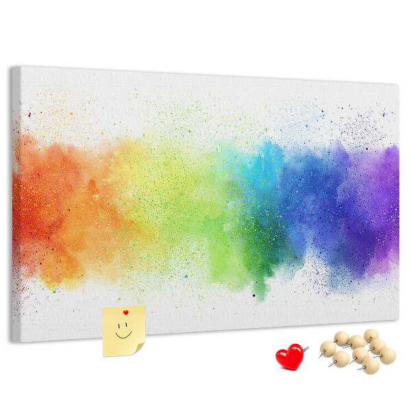 Tablero de corcho decorado con diseño de destellos coloridos en arcoíris