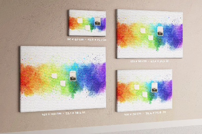Tablero de corcho decorado con diseño de destellos coloridos en arcoíris