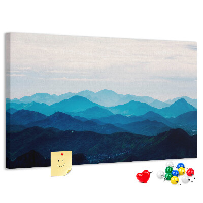 Tablero de corcho decorado Paisaje de montaña en tonos azules