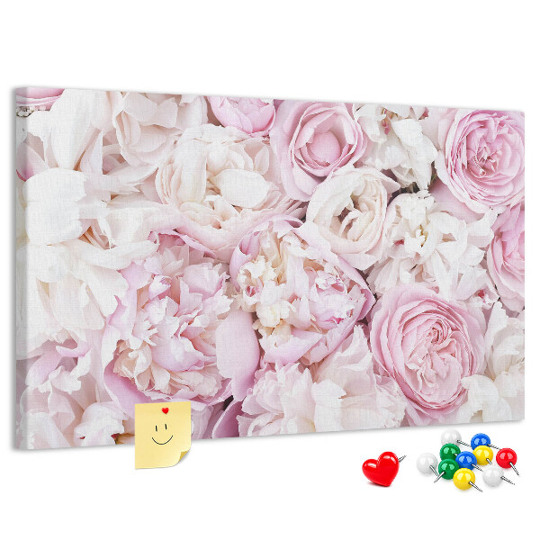 Pizarra de corcho con estampado floral en tonos rosas