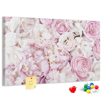 Pizarra de corcho con estampado floral en tonos rosas