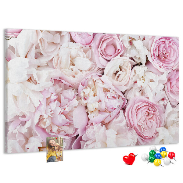 Pizarra de corcho con estampado floral en tonos rosas