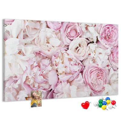 Pizarra de corcho con estampado floral en tonos rosas