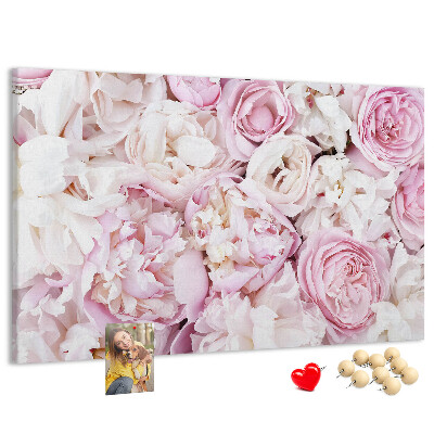 Pizarra de corcho con estampado floral en tonos rosas