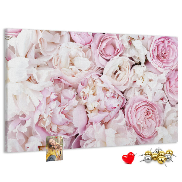Pizarra de corcho con estampado floral en tonos rosas