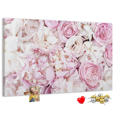 Pizarra de corcho con estampado floral en tonos rosas