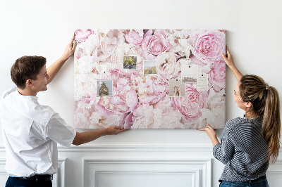 Pizarra de corcho con estampado floral en tonos rosas
