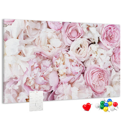 Pizarra de corcho con estampado floral en tonos rosas