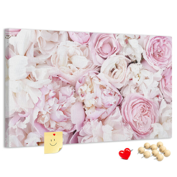 Pizarra de corcho con estampado floral en tonos rosas