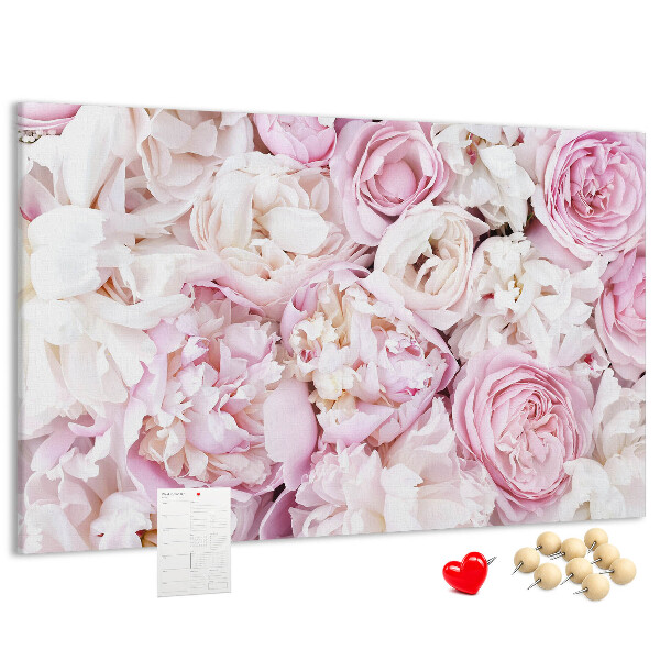 Pizarra de corcho con estampado floral en tonos rosas
