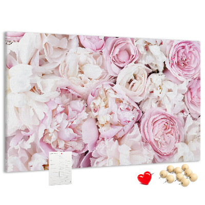 Pizarra de corcho con estampado floral en tonos rosas