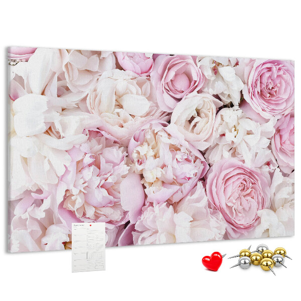 Pizarra de corcho con estampado floral en tonos rosas