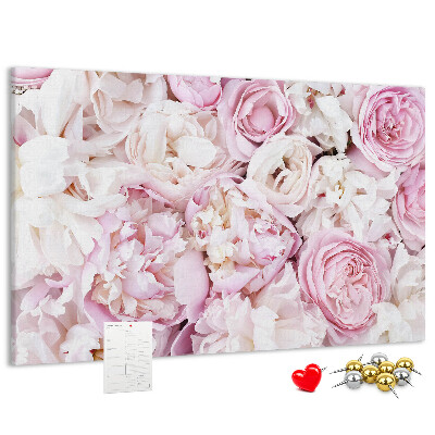 Pizarra de corcho con estampado floral en tonos rosas