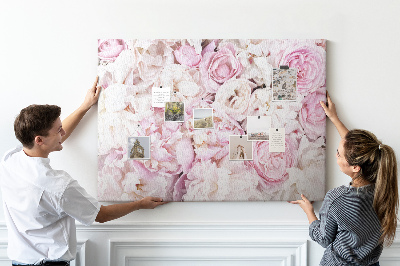 Pizarra de corcho con estampado floral en tonos rosas