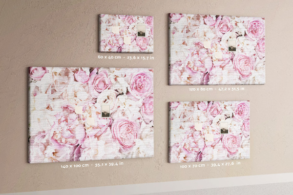 Pizarra de corcho con estampado floral en tonos rosas