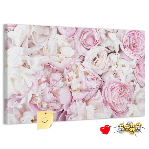 Pizarra de corcho con estampado floral en tonos rosas