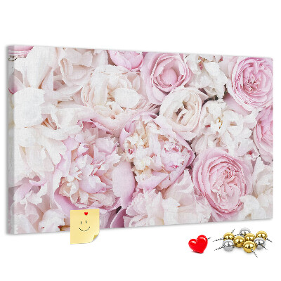 Pizarra de corcho con estampado floral en tonos rosas