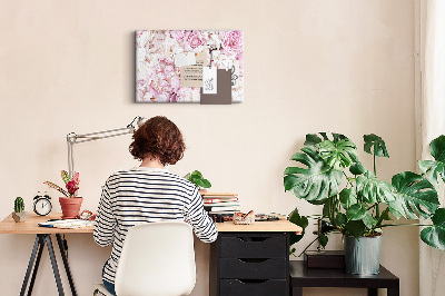 Pizarra de corcho con estampado floral en tonos rosas