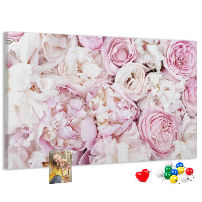 Pizarra de corcho con estampado floral en tonos rosas