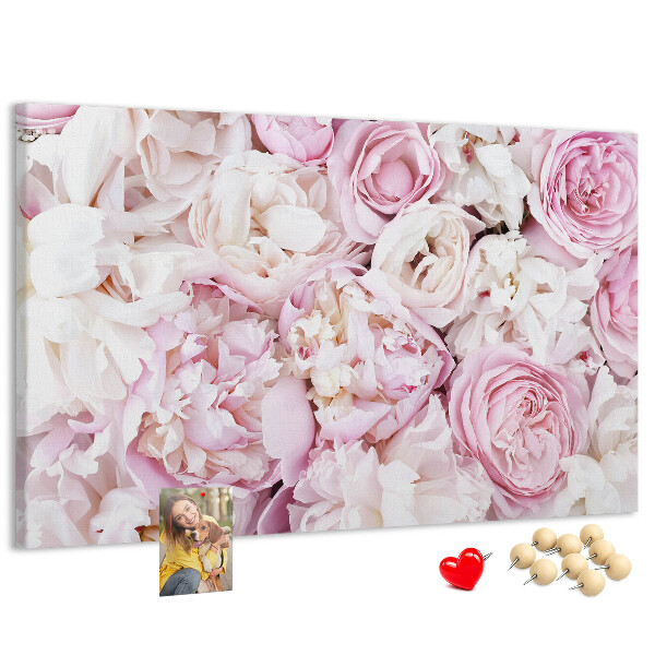 Pizarra de corcho con estampado floral en tonos rosas
