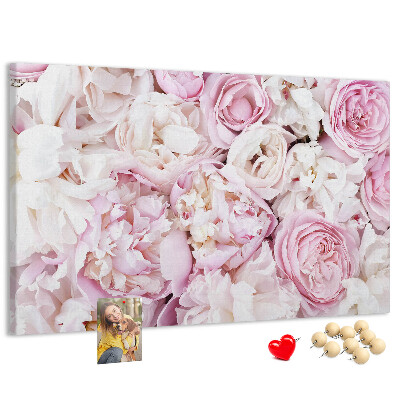 Pizarra de corcho con estampado floral en tonos rosas