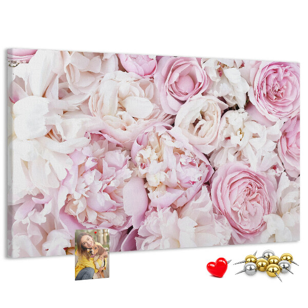 Pizarra de corcho con estampado floral en tonos rosas