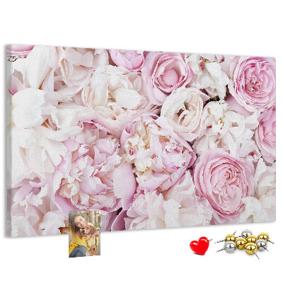 Pizarra de corcho con estampado floral en tonos rosas