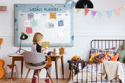 Tablero de anuncios con diseño de agenda semanal futurista