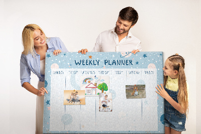 Tablero de anuncios con diseño de agenda semanal futurista