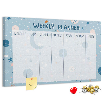 Tablero de anuncios con diseño de agenda semanal futurista