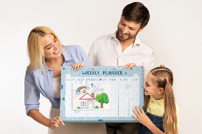 Tablero de anuncios con diseño de agenda semanal futurista