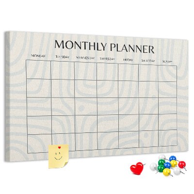 Tablero de corcho decorado Agenda mensual con diseño minimalista