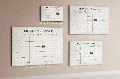 Tablero de corcho decorado agenda mensual con diseño minimalista