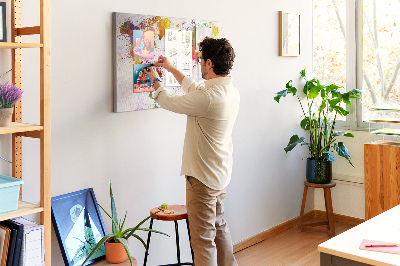 Tablero de anuncios diseño de mundo colorido con salpicaduras de pintura
