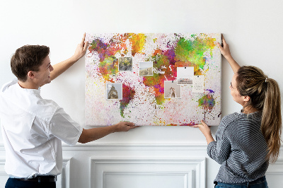 Tablero de anuncios diseño de mundo colorido con salpicaduras de pintura