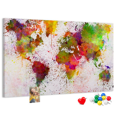 Tablero de anuncios diseño de mundo colorido con salpicaduras de pintura