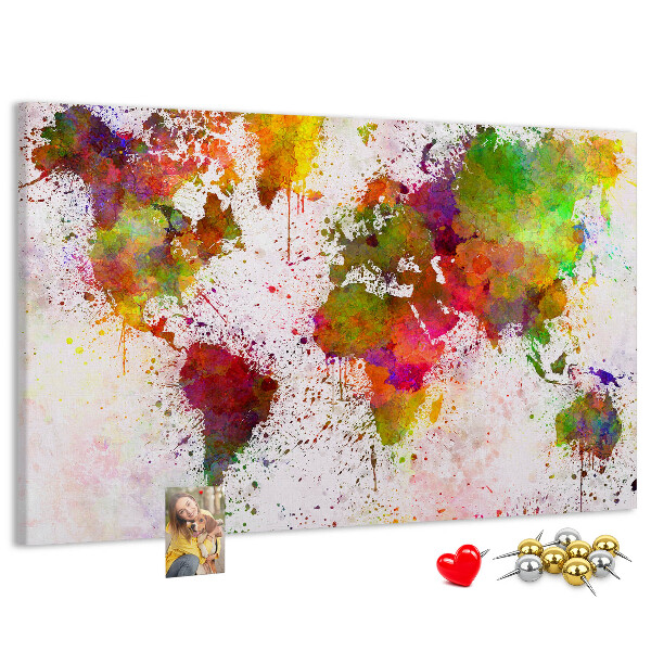 Tablero de anuncios diseño de mundo colorido con salpicaduras de pintura