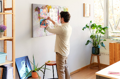 Tablero de anuncios diseño de mundo colorido con salpicaduras de pintura