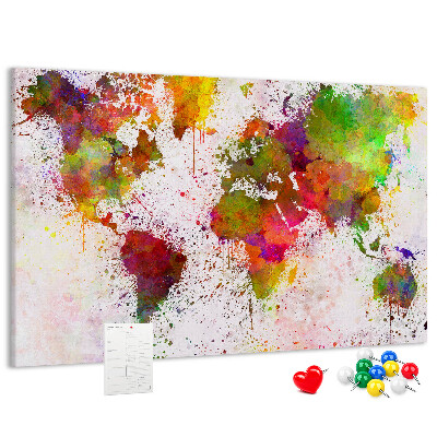 Tablero de anuncios diseño de mundo colorido con salpicaduras de pintura