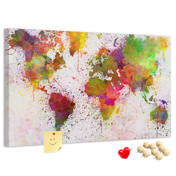 Tablero de anuncios diseño de mundo colorido con salpicaduras de pintura