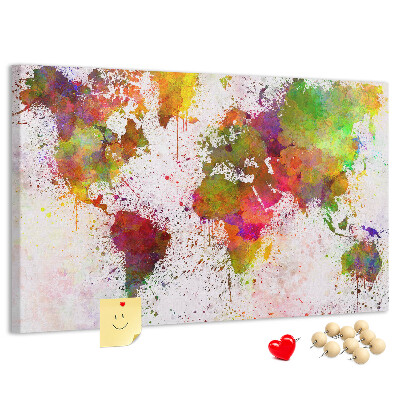 Tablero de anuncios diseño de mundo colorido con salpicaduras de pintura