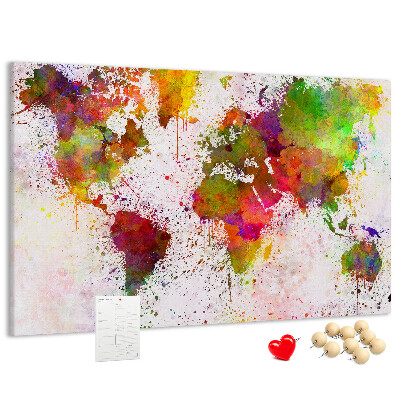 Tablero de anuncios diseño de mundo colorido con salpicaduras de pintura